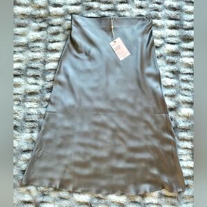 Quince Dark Silver Women's Silk A-Line Skirt Size Small